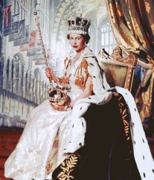 Young Queen Elizabeth enthroned